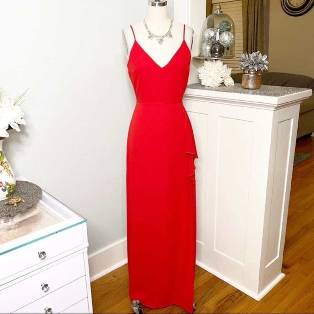 Express Red Formal Gown Maxi Dress with High Slit Size 4 Small Nwt - Picture 2 of 11